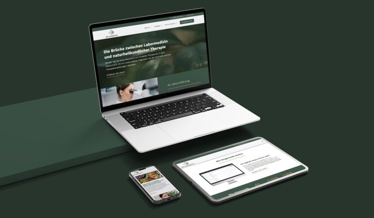 Responsive custom wordpress web design for diagnostic testing lab in Germany featured on various devices